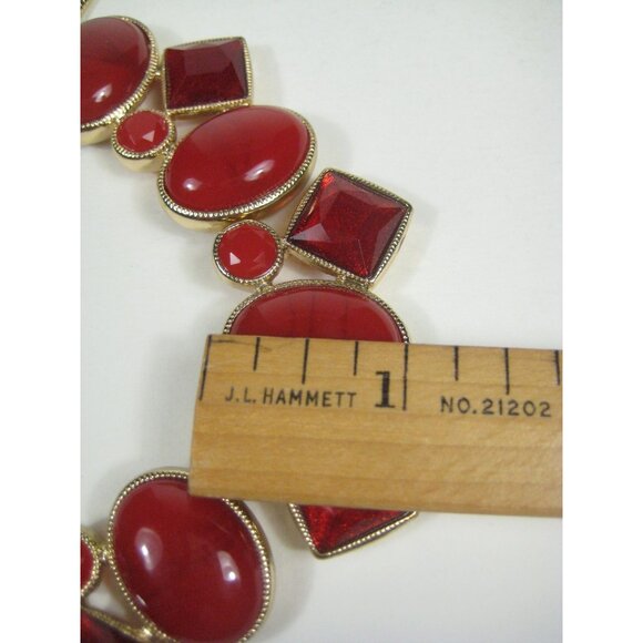 Monet Bib Plastic Cabochon Goldtone Necklace Adjustable Clasp Statement 18 inch - Picture 5 of 11